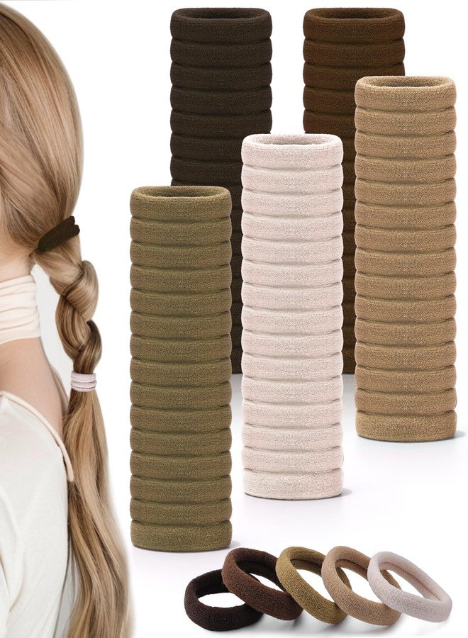 obeoby 100PCS Hair Ties for Thick Hair, Neutral Seamless Nylon Elastic Ponytail Holders Stretchy Hair Bands for Women Girls - Image 1